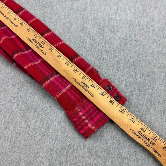 Patagonia Shirt Womens 6 Red‎ Plaid Long Sleeve Fjord Flannel Organic Cotton - Picture 9 of 11